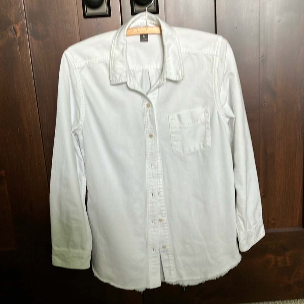 Eddie Bauer button down white denim shirt